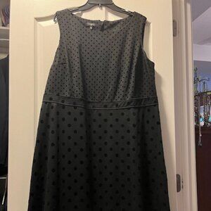Talbots 16W black on black polka dot dress